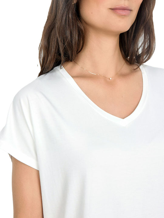 Women's Blouse with V Neckline White