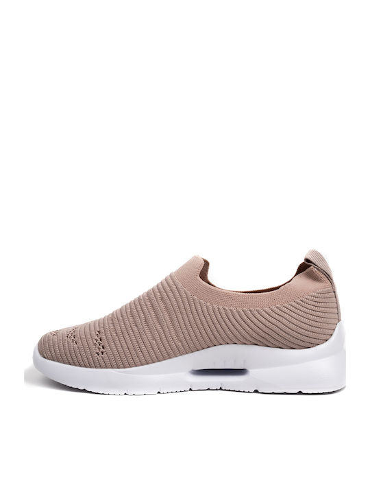 Ανατομικά Γυναικεία Slip-On από Συνθετικό Δέρμα Μπεζ