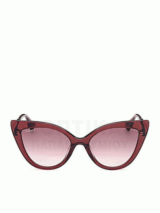 Max & Co Women's Sunglasses with Burgundy Plastic Frame and Burgundy Gradient Lens MO0038 69F