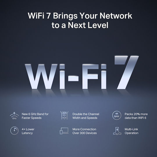Mercusys MR47BE v2 Drahtloser Wi‑Fi 7 Router mit 4 2,5-Gigabit Ethernet LAN-Verbindungen