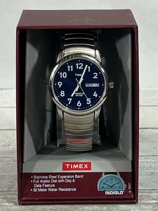 Timex Γυναικείο Ρολόι 35mm Μπαταρίας με Ασημί Μεταλλικό Μπρασελέ