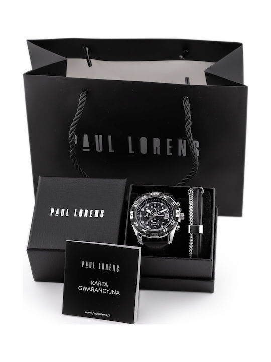 Paul Lorens Γυναικείο Ρολόι 22mm Μπαταρίας με Μαύρο Δερμάτινο Λουράκι