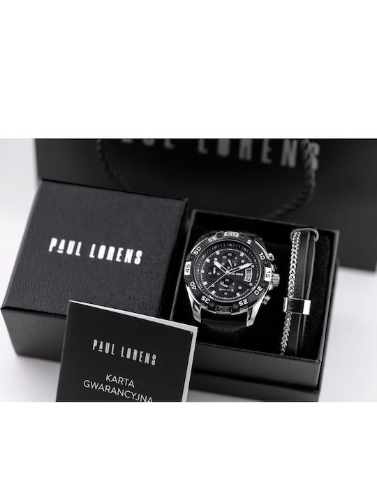 Paul Lorens Γυναικείο Ρολόι 22mm Μπαταρίας με Μαύρο Δερμάτινο Λουράκι