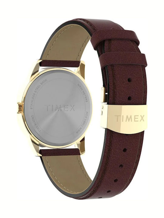 Timex Easy Reader Men's Watch Battery with Brown Leather Strap