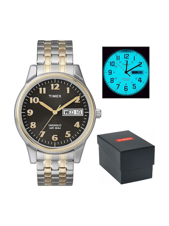 Timex Ανδρικό Ρολόι Μπαταρίας με Ασημί Μεταλλικό Μπρασελέ