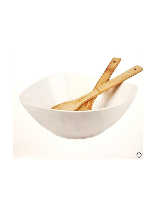 Cryspo Trio Porcelain Salad Bowl White 28.4x11x11cm 3pcs