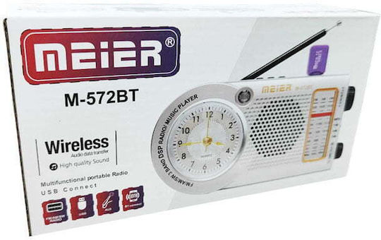 Meier M-572BT Φορητό Ραδιόφωνο Επαναφορτιζόμενο με Bluetooth Ασημί