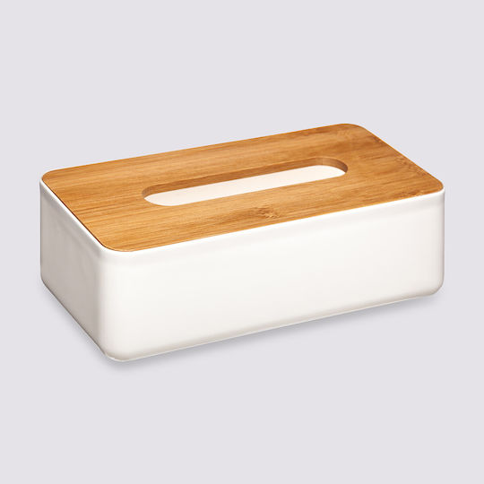 5Five Wooden Tissue Holder White 13x26x8.8cm 155928A