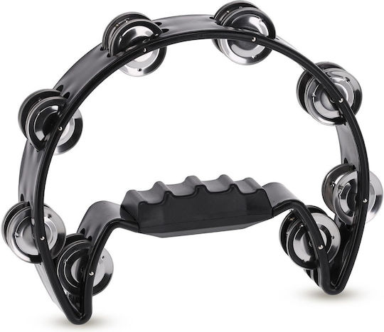 Gewa Jingle Wreath Half Moon Black Plastic Handheld Tambourine Jingles in Double Row