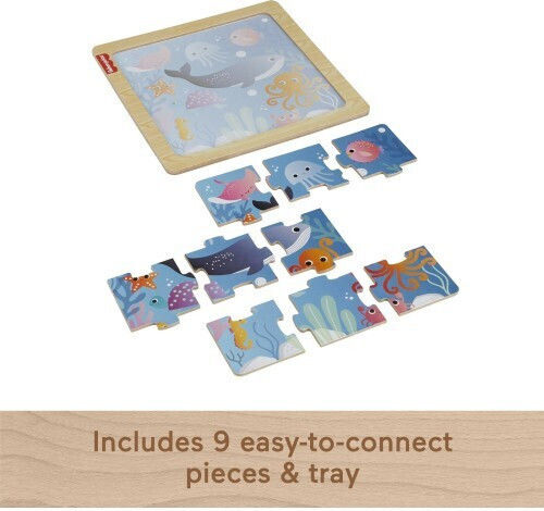 Wooden Kids Puzzle Sea Animals 9pcs Fisher Price