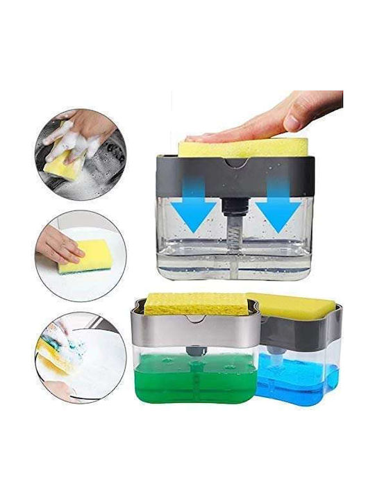 Caddy Επιτραπέζιο Dispenser για την Κουζίνα Πλαστικό με Θήκη για Σφουγγάρι Διάφανο