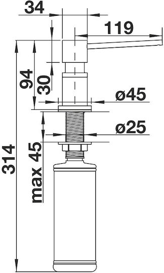 Blanco Lato Built-in Kitchen Dispenser Metallic White / Chrome 300ml