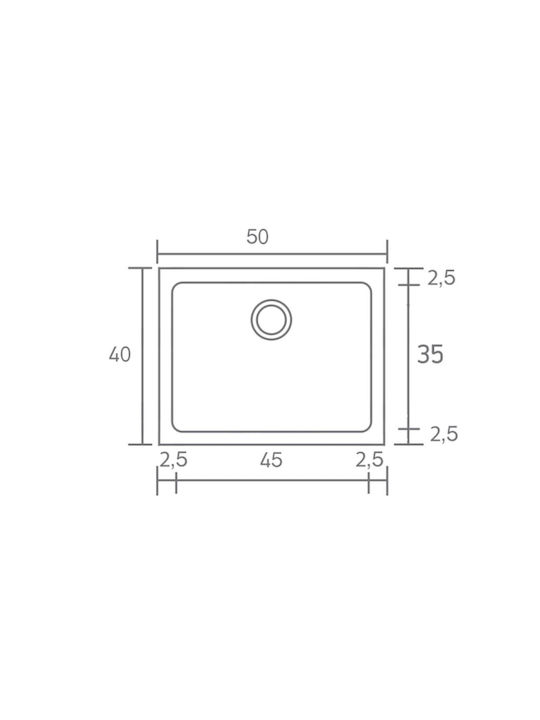 Sanitec Classic Drop-In Sink Synthetic Granite W40xD50cm White