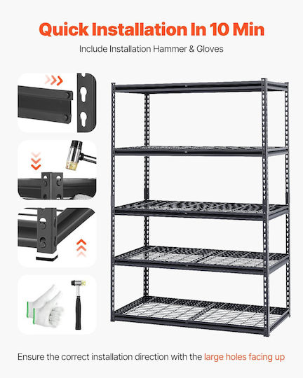 Vevor Dexion Shelf 123x61x182cm with 5 Shelves Total Load Capacity 1360kg