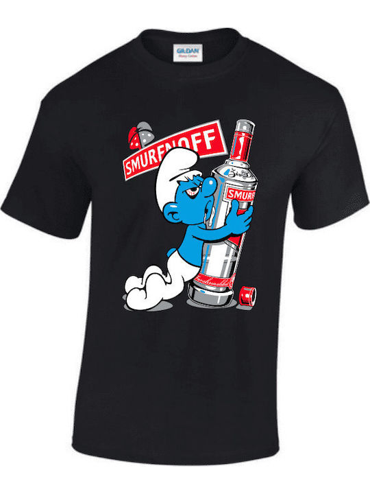 Gildan Smurfnoff T-shirt Μαύρο Βαμβακερό