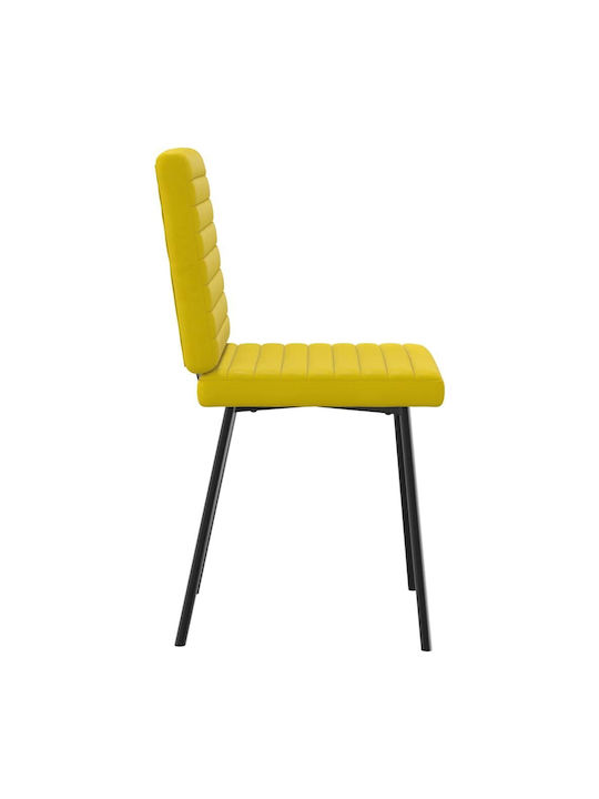 Dining Room Velvet Chair Yellow 45x54x83cm 2pcs