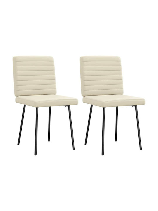 Dining Room Artificial Leather Chair Cream 45x54x83cm 2pcs