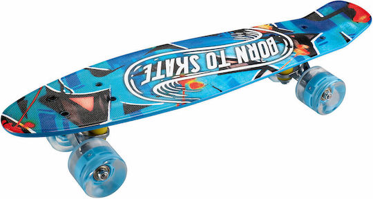 Action One Complete Penny Board Born To Skate 56 X 15 Cm Led Wheels