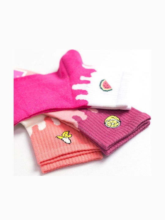 Șosete Femei Până la Jumătatea Gambei Fructe Bumbac 3 Perechi Design 36483 Multicolor