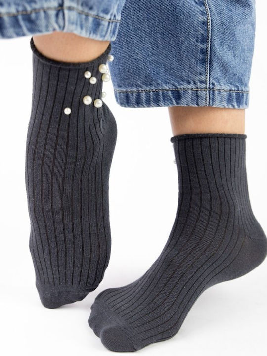 Damenmode Socken Shine III Baumwolle Pamela 18792 Dunkelgrau