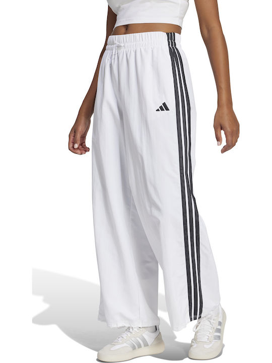 Essentials 3-Stripes Παντελόνι Φόρμας Φαρδύ Λευκο