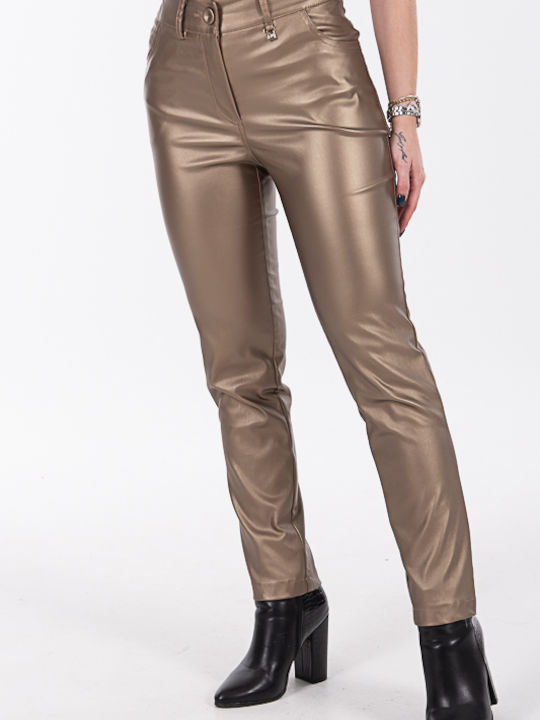 Donna Martha Women's Leather Trousers Gold