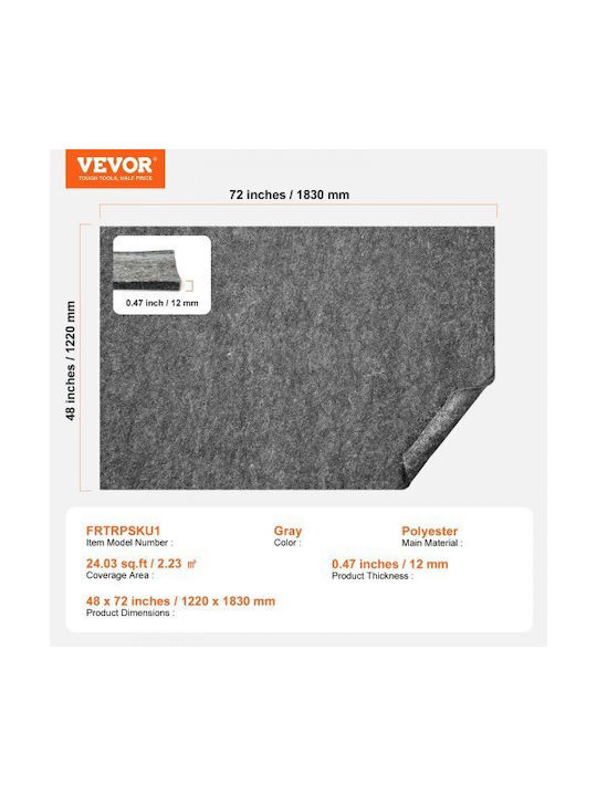 Vevor Αντιολισθητικό Χαλί Ορθογώνιο Γκρι 48x72cm
