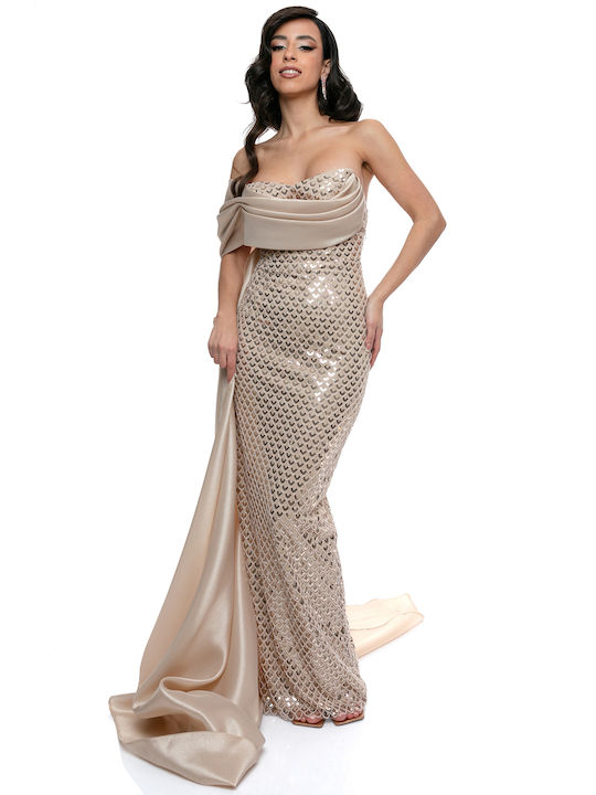 RichgirlBoudoir Summer Maxi Evening Dress with Slit Gold