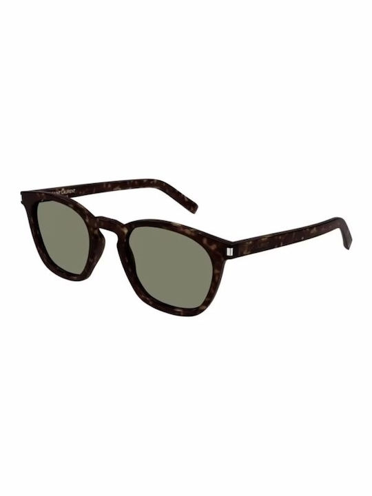 Ysl Sunglasses with Brown Tartaruga Plastic Frame and Green Lens SL 28 049