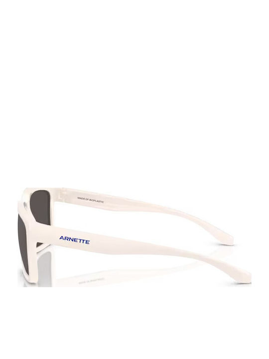 Women's Sunglasses with White Plastic Frame and Gray Lens