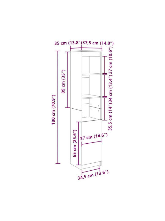 Βιβλιοθήκη Μαύρο 37.5x35x180εκ.