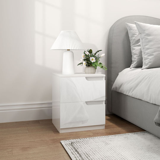 Wooden Bedside Table White 40x40x48cm