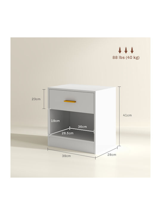 Bedside Tables Wooden White 2 Pieces 39x28x41cm