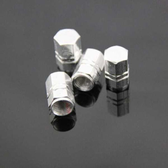 Set 8 Capace Hexagonale Supapă Auto Aliaj de Aluminiu Lungime 1.8 Cm Argintiu