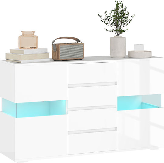 Μπουφές Ξύλινος με Συρτάρια Λευκό 120x34x70cm
