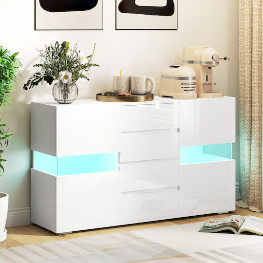 Μπουφές Ξύλινος με Συρτάρια Λευκό 120x34x70cm