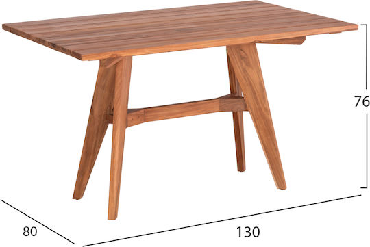 Garten- und Terrassentisch für Kleine Außenbereiche aus Teak Leo Teak 80x38cm