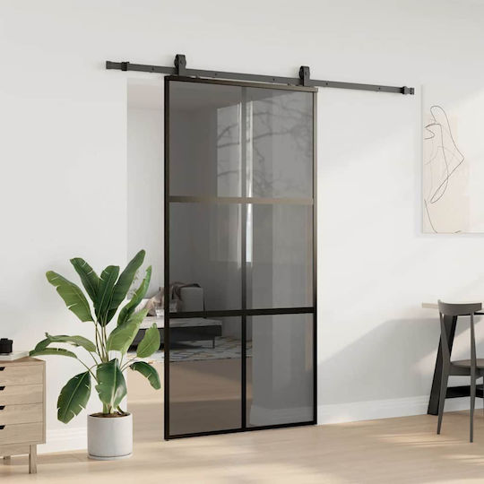 Vidaxl Σετ Συρόμενης Πόρτας Υλικό Μαύρο 102,5x205 Cm Μαύρο