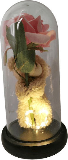 Bär Rose Glas LED Licht 21x11cm 1600103rosa