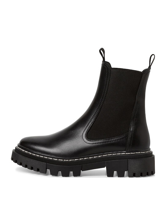 Leder Damen Chelsea Stiefeletten Schwarz