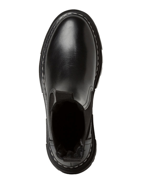 Leder Damen Chelsea Stiefeletten Schwarz
