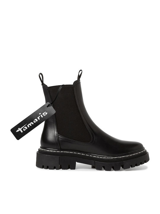 Leder Damen Chelsea Stiefeletten Schwarz