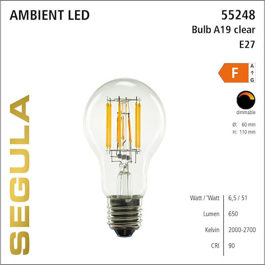 Segula LED Bulb 6.5W for Socket E27 Warm White Dimmable