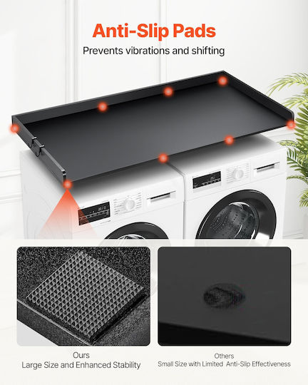 Vevor Washer Dryer Countertop 54" X 27" Wooden Washer Dryer Top Black