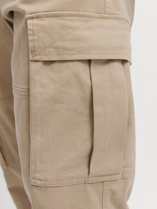 Trousers Cargo Elastic in Relaxed Fit Beige