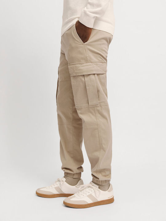 Trousers Cargo Elastic in Relaxed Fit Beige