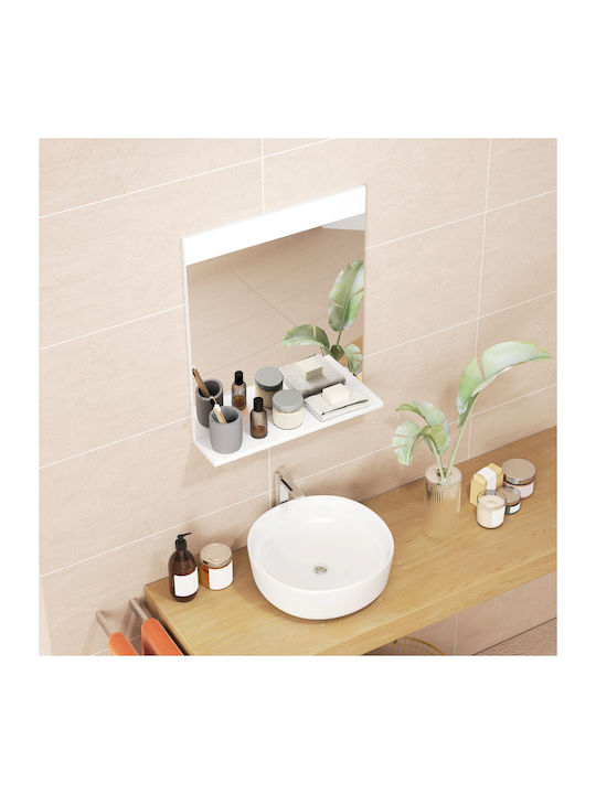 HomCom Badezimmerspiegel aus MDF mit Regal 50x12cm Weiß