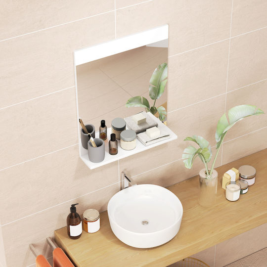 HomCom Badezimmerspiegel aus MDF mit Regal 50x12cm Weiß