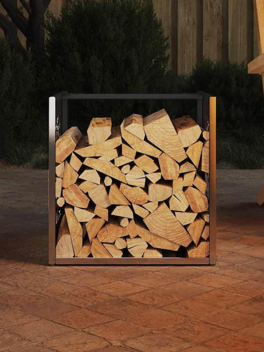 vidaXL Inox Ράφι Αποθήκευσης Ξύλων 40x40x40cm Ασημί