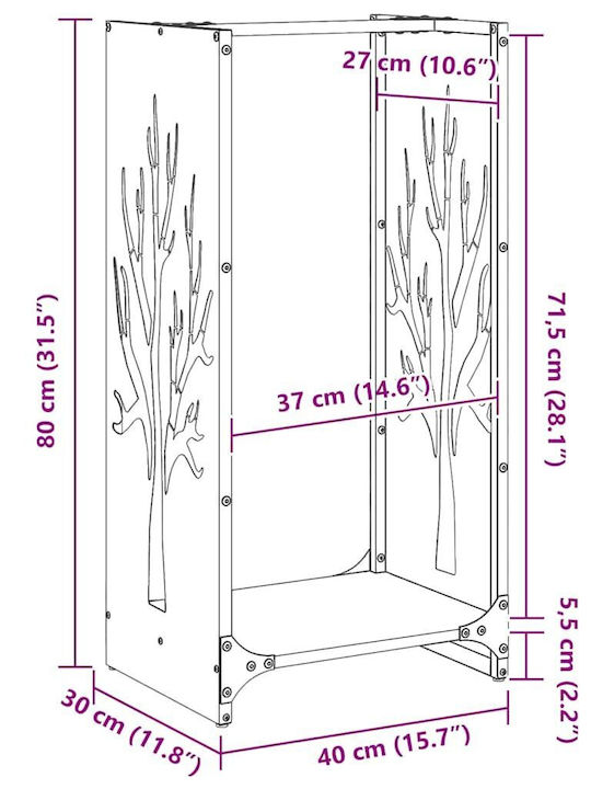vidaXL Ξύλινο Ράφι Αποθήκευσης Ξύλων 40x30x80cm Λευκό